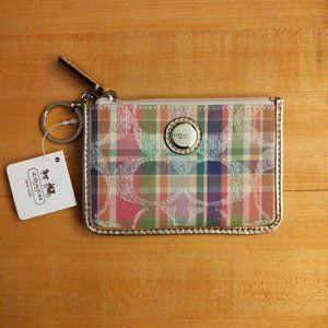 NWT Coach Madras Poppy Wallet/Coin Purse